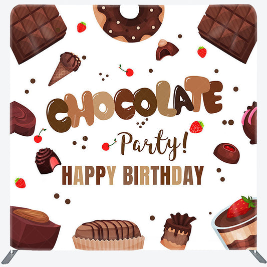 Lofaris Chocolate Dessert Birthday Square Tension Backdrop