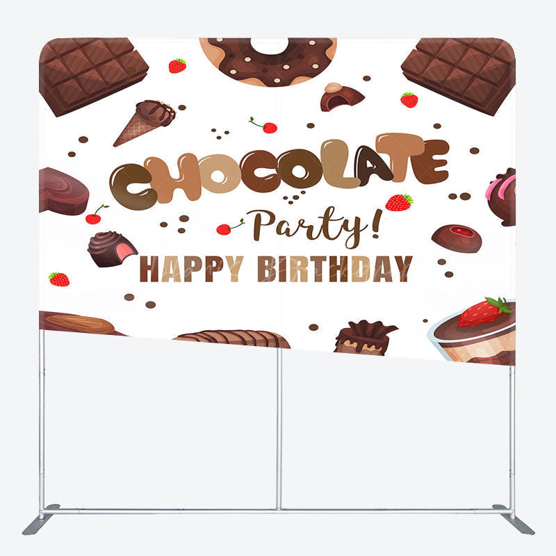 Lofaris Chocolate Dessert Birthday Square Tension Backdrop