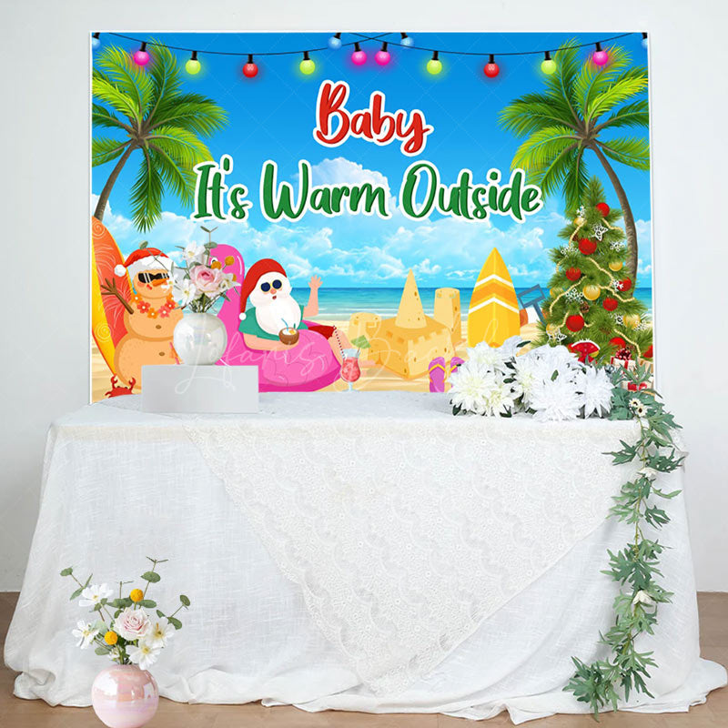 Lofaris Christmas Baby Is Warm Outside Shower Backdrop