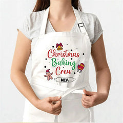 Lofaris Christmas Baking Crew Custom Apron Personalized Text Kitchen Wear Festive Team Gift for Holiday