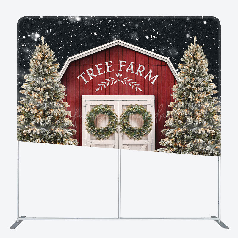 Lofaris Christmas Barn Door Tree Tension Fabric Backdrop