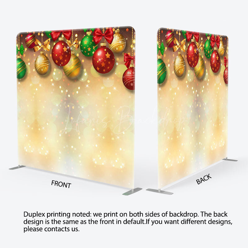 Lofaris Christmas Bells Bokeh Double-Sided Square Backdrop