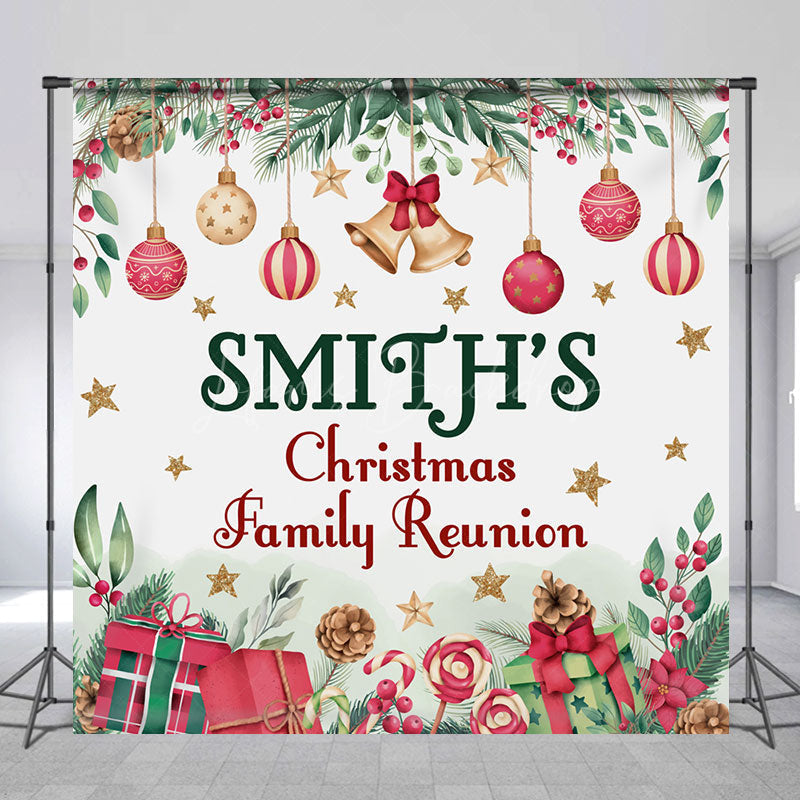 Lofaris Christmas Bells Gifts Custom Family Reunion Backdrop