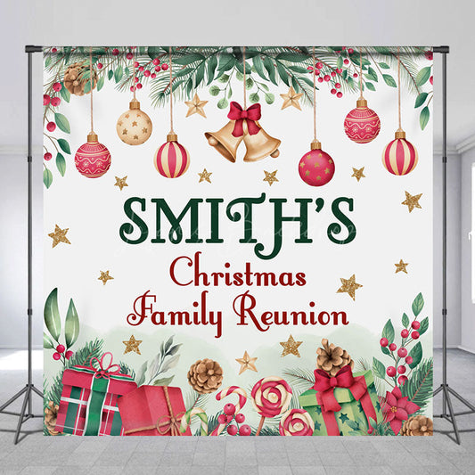 Lofaris Christmas Bells Gifts Custom Family Reunion Backdrop