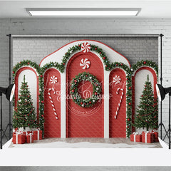 Lofaris Christmas Candy Cane Archway Photography Backdrop Red and White Peppermint Theme Holiday Party Photo Booth Decor