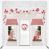 Lofaris Christmas Candy Shop White Tension Fabric Backdrop