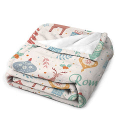Lofaris Christmas Cartoon Pattern Customized Name Blanket