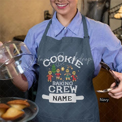 Lofaris Christmas Cookie Crew Apron Custom Name Baking Team Wear Festive Holiday Kitchen Gift for Family