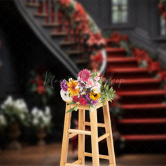 Lofaris Christmas Decoration Staircases Holiday Backdrop