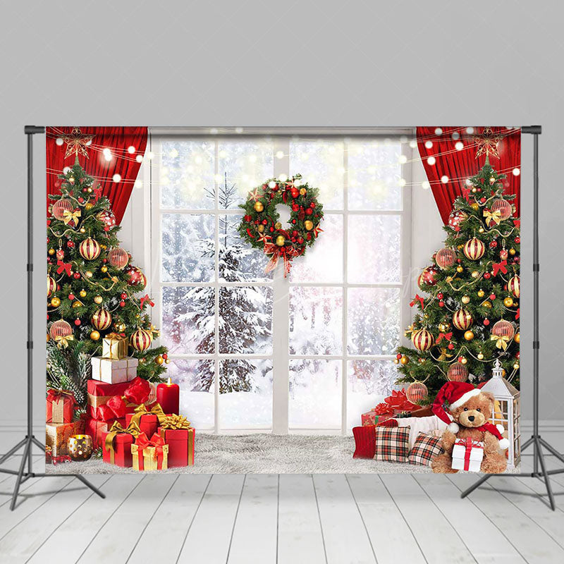 Lofaris Christmas Festive Window Scenery Room Set Backdrop