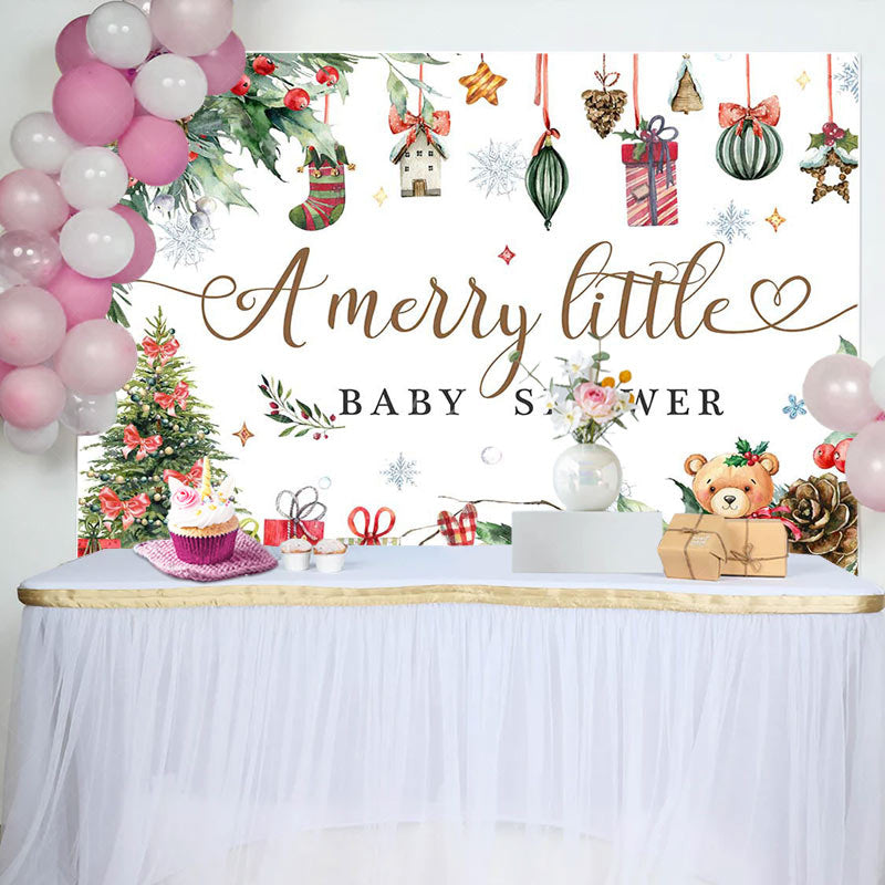 Lofaris Christmas Gifts A Merry Little Baby Shower Backdrop