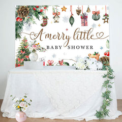 Lofaris Christmas Gifts A Merry Little Baby Shower Backdrop