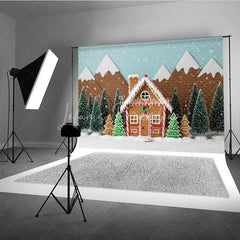 Lofaris Christmas Gingerbread House Photography Backdrop Snowy Candy Village Scene Holiday Mini Session Photo Background