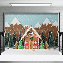 Lofaris Christmas Gingerbread House Photography Backdrop Snowy Candy Village Scene Holiday Mini Session Photo Background