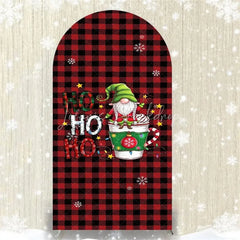 Lofaris Christmas Gnome Buffalo Plaid Arch Backdrop Red and Black Checkered Love Sign Winter Holiday Party Decoration
