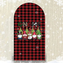 Lofaris Christmas Gnome Buffalo Plaid Arch Backdrop Red and Black Checkered Love Sign Winter Holiday Party Decoration