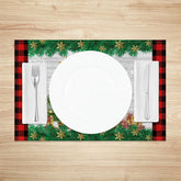 Lofaris Christmas Gnome Set of 4 Placemats Red Buffalo Plaid Border with Reindeer Antlers Table Mats