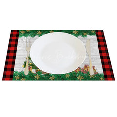 Lofaris Christmas Gnome Set of 4 Placemats Red Buffalo Plaid Border with Reindeer Antlers Table Mats