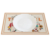 Lofaris Christmas Gnomes Set of 4 Placemats in Khaki for Festive Holiday and Scandinavian Farmhouse Decor