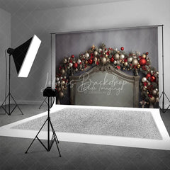 Lofaris Christmas Headboard Backdrop Silver Ornament Garland Grey Bed Background Bedroom Sleepover Holiday Party Decoration