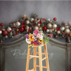 Lofaris Christmas Headboard Backdrop Silver Ornament Garland Grey Bed Background Bedroom Sleepover Holiday Party Decoration