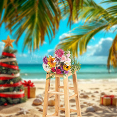 Lofaris Christmas In July Beach Gift Tree Holiday Backdrop