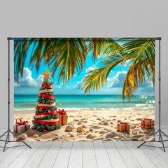 Lofaris Christmas In July Beach Gift Tree Holiday Backdrop