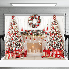 Lofaris Christmas Indoor Scene Candles Fireplace Backdrop