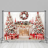 Lofaris Christmas Indoor Scene Candles Fireplace Backdrop