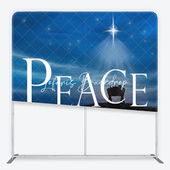 Lofaris Christmas Nativity Peace on Earth Square Double-Sided Backdrop Blue Night Sky Star of Bethlehem Baby Manger.