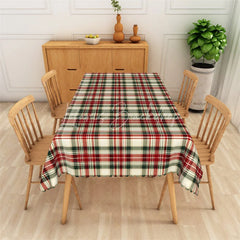 Lofaris Christmas Plaid Rectangle Tablecloth Cream Red and Green Tartan Classic Traditional Holiday Table Cover