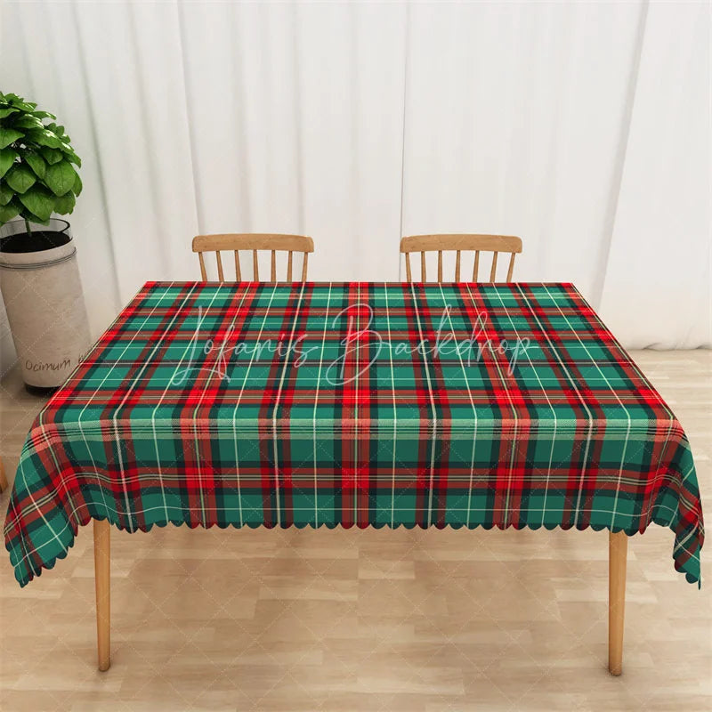 Lofaris Christmas Plaid Rectangle Tablecloth Green Red and White Tartan Classic Traditional Holiday Table Cover