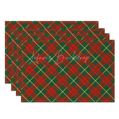 Lofaris Christmas Plaid Set of 4 Placemats Red and Green Tartan Classic Traditional Holiday Table Mats