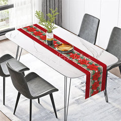Lofaris Christmas Poinsettia Table Runner Red Floral Holiday Decor Elegant Farmhouse Dining