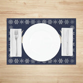 Lofaris Christmas Reindeer Set of 4 Placemats Navy Blue with Antlers Snowflake Border Winter Table Mats