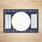 Lofaris Christmas Reindeer Set of 4 Placemats Navy Blue with Snowflake Border Winter Holiday Table Mats Decor