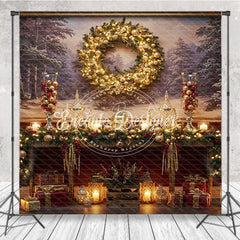 Lofaris Christmas Room Set Backdrop Aurora Borealis Window View Snowman and Fireplace Photo Props