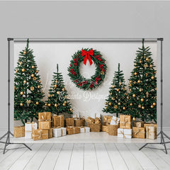 Lofaris Christmas Room Set Backdrop Gold Ornament Tree Gift Box Photography Background