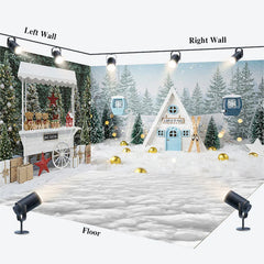 Lofaris Christmas Room Set Backdrop Winter Ski Lodge Hot Cocoa Stand Photography Background