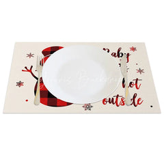 Lofaris Christmas Set of 4 Placemats Baby It’s Cold Outside Snowman Red Buffalo Plaid Check Table Mats