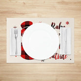 Lofaris Christmas Set of 4 Placemats Baby It’s Cold Outside Snowman Red Buffalo Plaid Check Table Mats