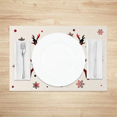 Lofaris Christmas Set of 4 Placemats Believe Text with Plaid Reindeer Farmhouse Snowflake Table Mats Decor