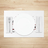 Lofaris Christmas Set of 4 Placemats Merry Text Red Buffalo Plaid Lettering on White Table Mats