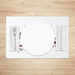 Lofaris Christmas Set of 4 Placemats Merry Text Red Buffalo Plaid Lettering on White Table Mats