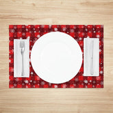 Lofaris Christmas Set of 4 Placemats Red Plaid Check with Snowflakes Rustic Farmhouse Winter Table Mats