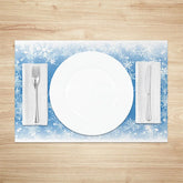 Lofaris Christmas Snowflake Set of 4 Placemats Blue and White Winter Frozen Holiday Table Mats Decor