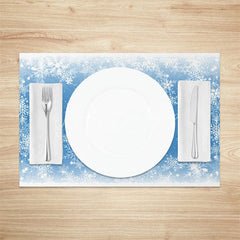 Lofaris Christmas Snowflake Set of 4 Placemats Blue and White Winter Frozen Holiday Table Mats Decor