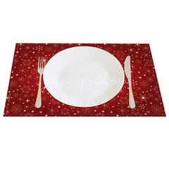Lofaris Christmas Snowflake Set of 4 Placemats Red and Gold Snowflakes Elegant Winter Stars Holiday Table Mats