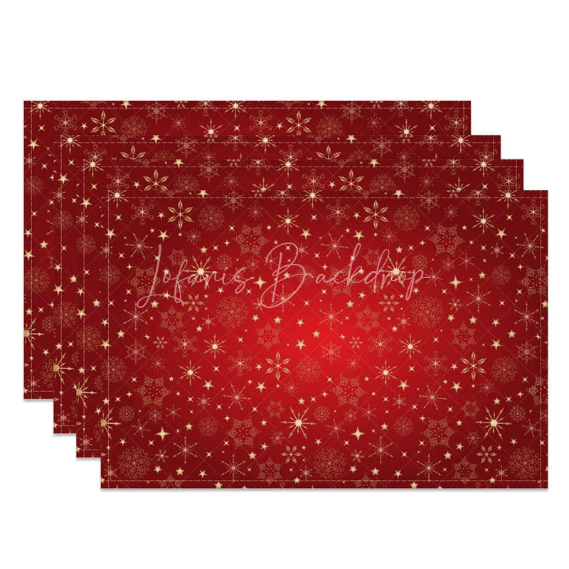 Lofaris Christmas Snowflake Set of 4 Placemats Red and Gold Snowflakes Elegant Winter Stars Holiday Table Mats