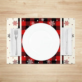 Lofaris Christmas Snowflake Set of 4 Placemats Red Buffalo Plaid Farmhouse Winter Holiday Table Mats